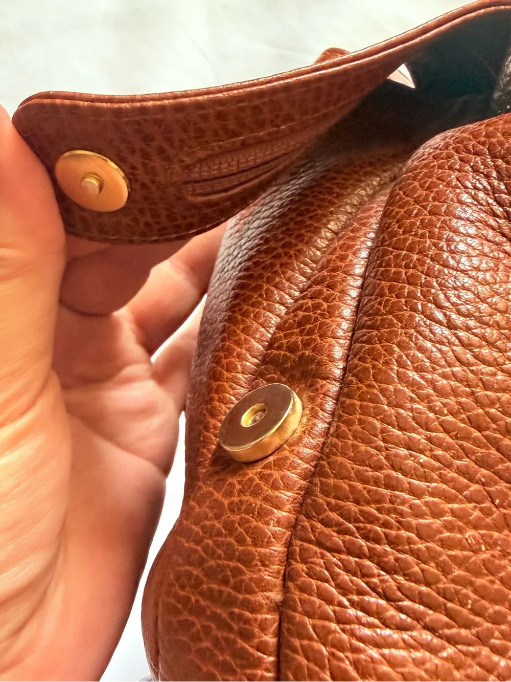 Vintage DESMO Brown Pebbled Leather Structured Top Handle Handbag Gold Hardware